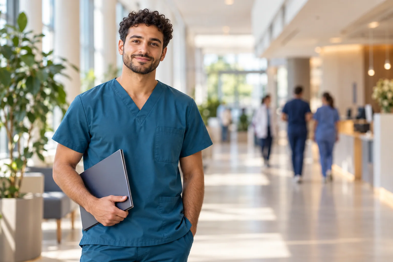 Nurse in a bright clinical setting